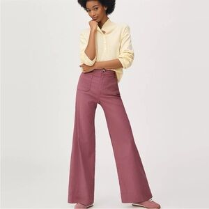 NWT The Colette Full-Length Wide-Leg Pants by Maeve in Rose taupe size 28p